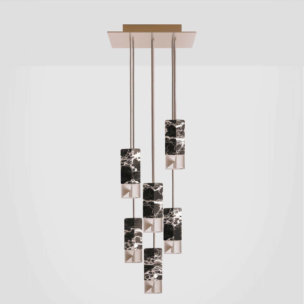 Portoro Gold Marble | Lamp/One BLACK 6-Light Chandelier GAIA'S ROOTS