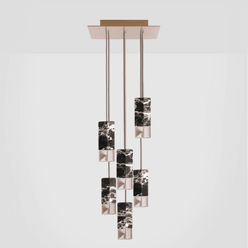 Portoro Gold Marble | Lamp/One BLACK 6-Light Chandelier GAIA'S ROOTS