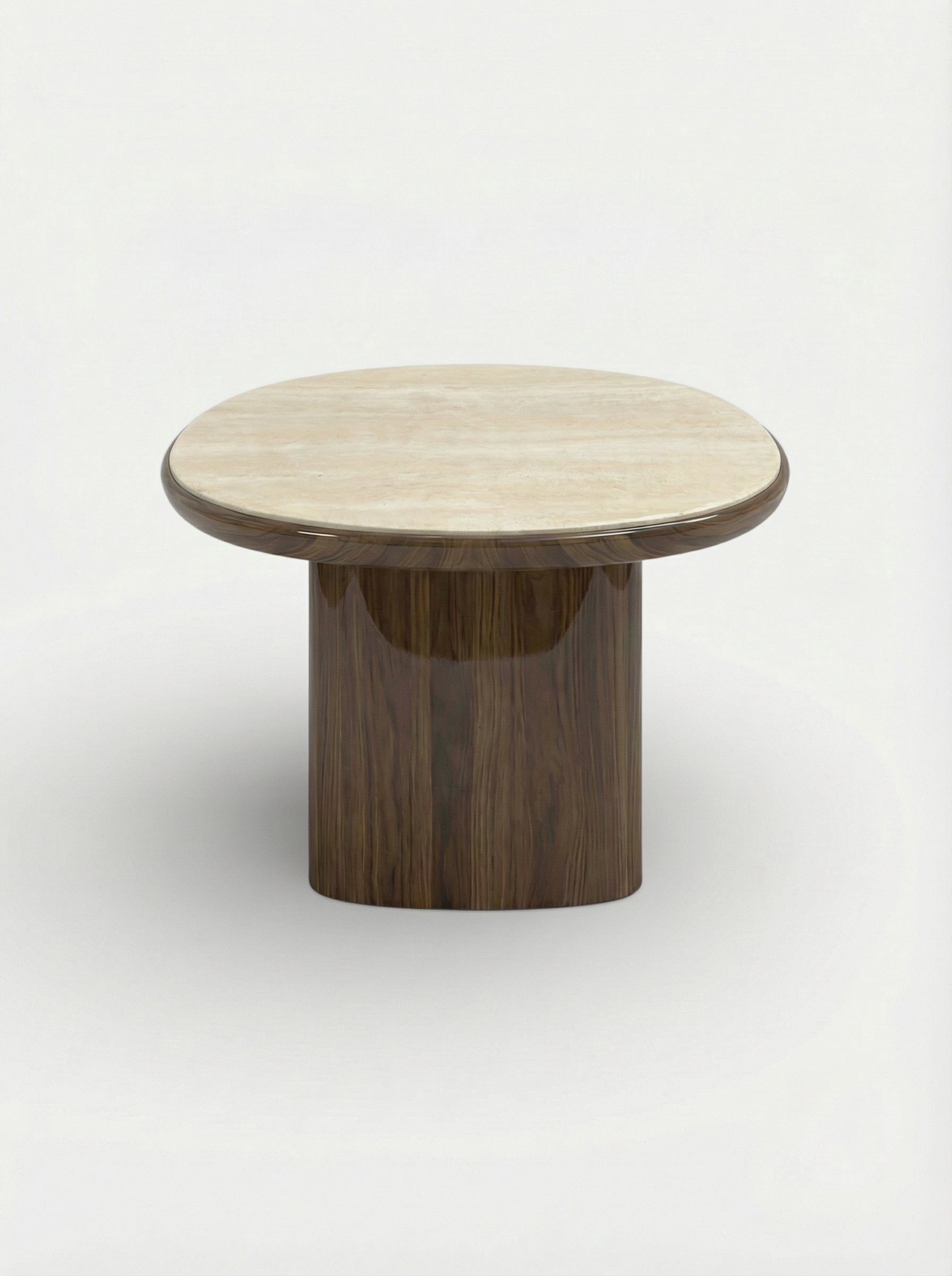 Carla Wood and Travertine Dining Table 86in