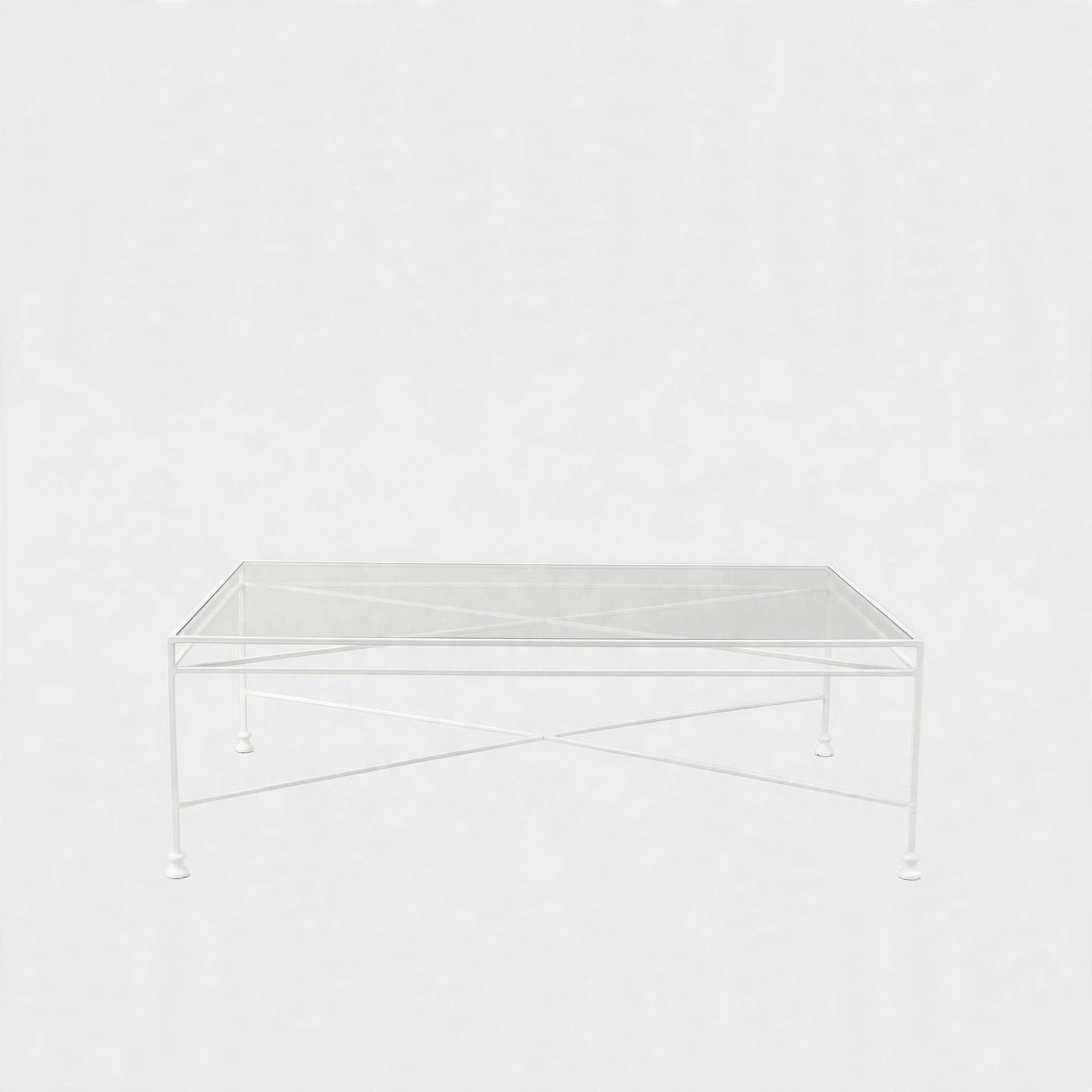 PROVENCE OUTDOOR GLASS RECTANGULAR COFFEE TABLE | WHITE FRAME