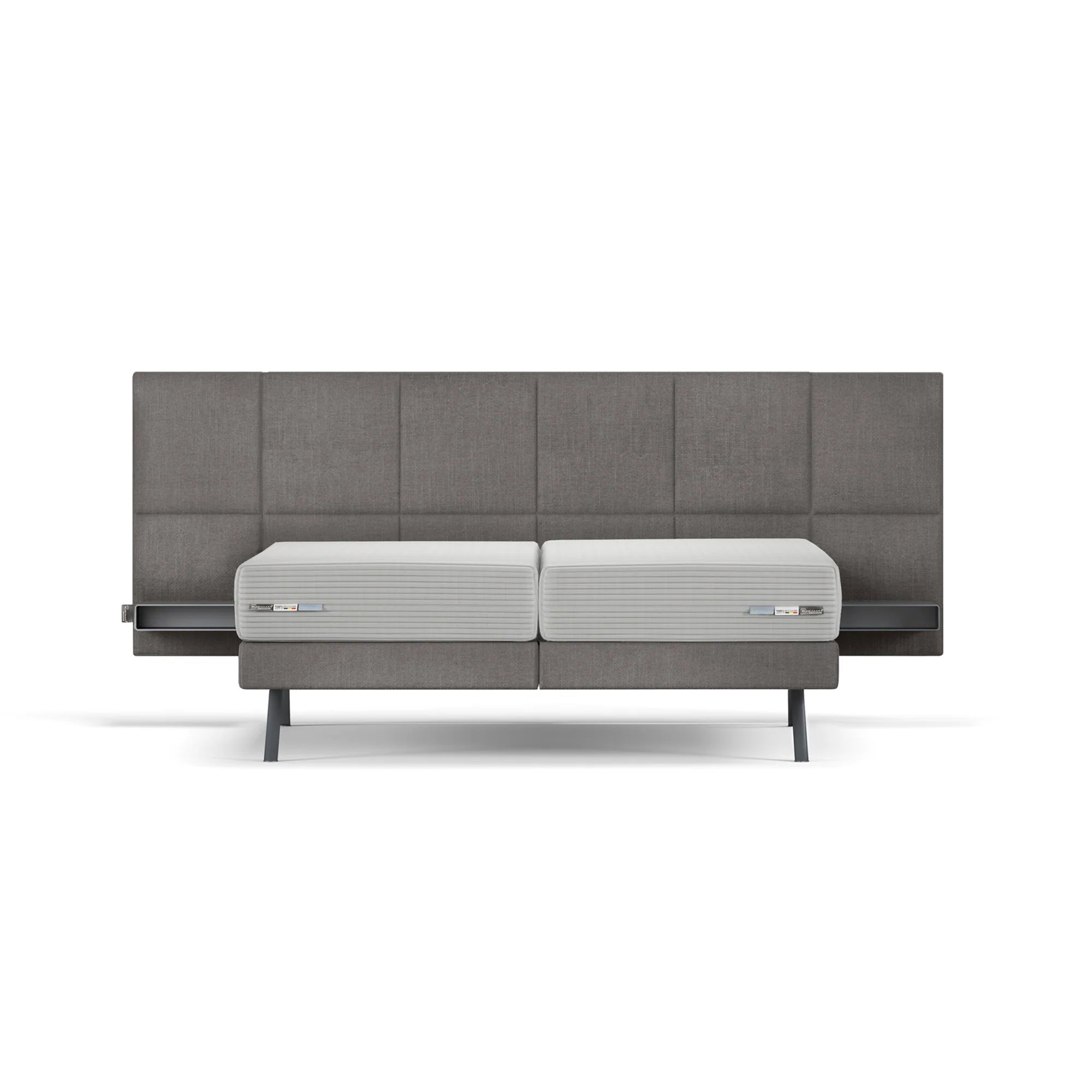 Bed Bergamo - Brown 07 SQUARE LARGE HEADBOARD + BOX SPRING | KING SIZE KREAMAT