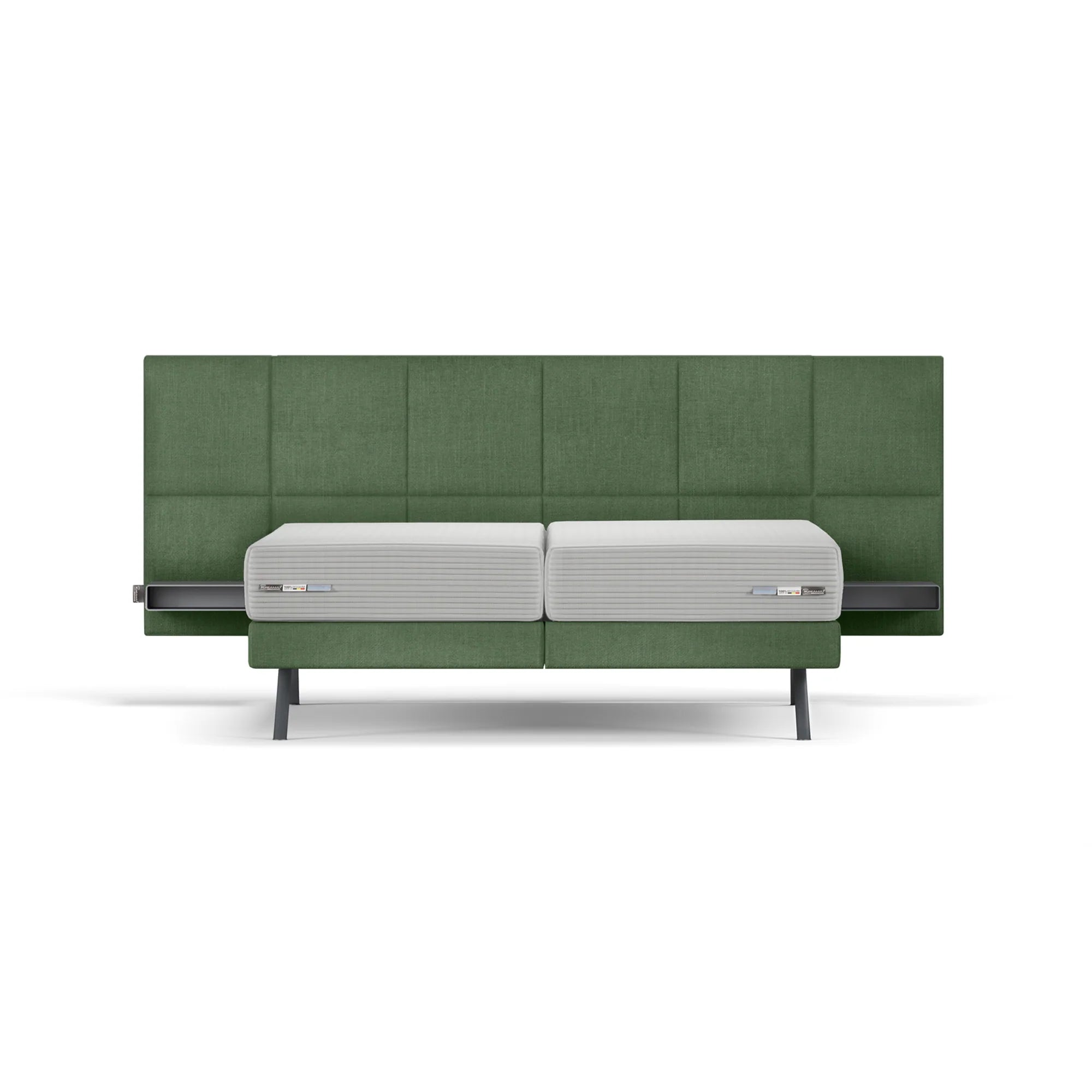 Bed Bergamo - Green 12 SQUARE LARGE HEADBOARD + BOX SPRING | KING SIZE KREAMAT