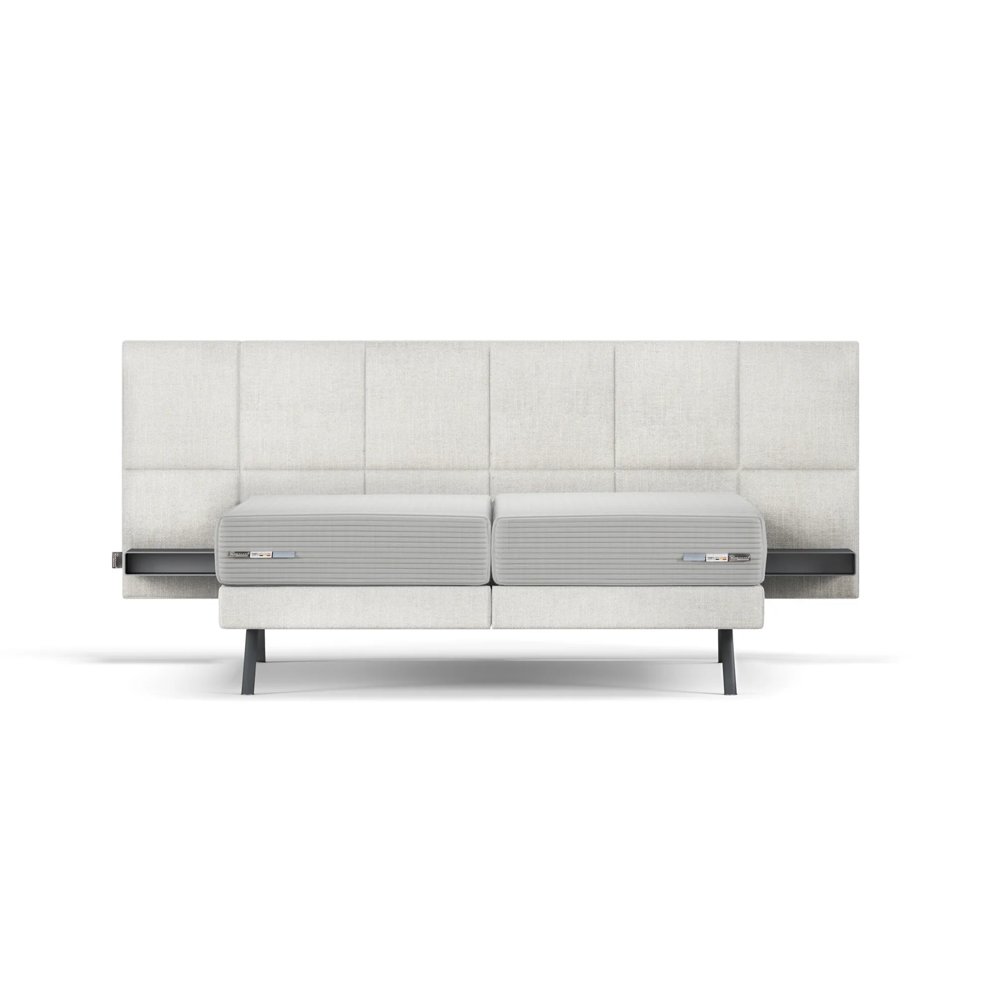 Bed Bergamo - Grey 03 SQUARE LARGE HEADBOARD + BOX SPRING | KING SIZE KREAMAT