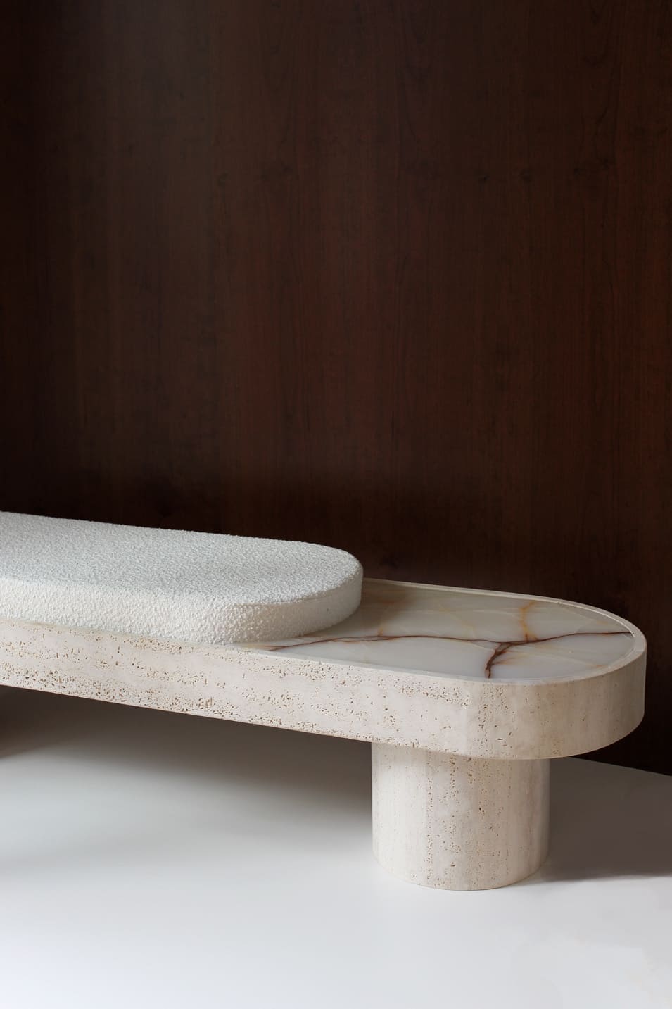 Bench NOTO TRAVERTINE & SHELL ONYX BENCH - BOUCLÉ MARBERA