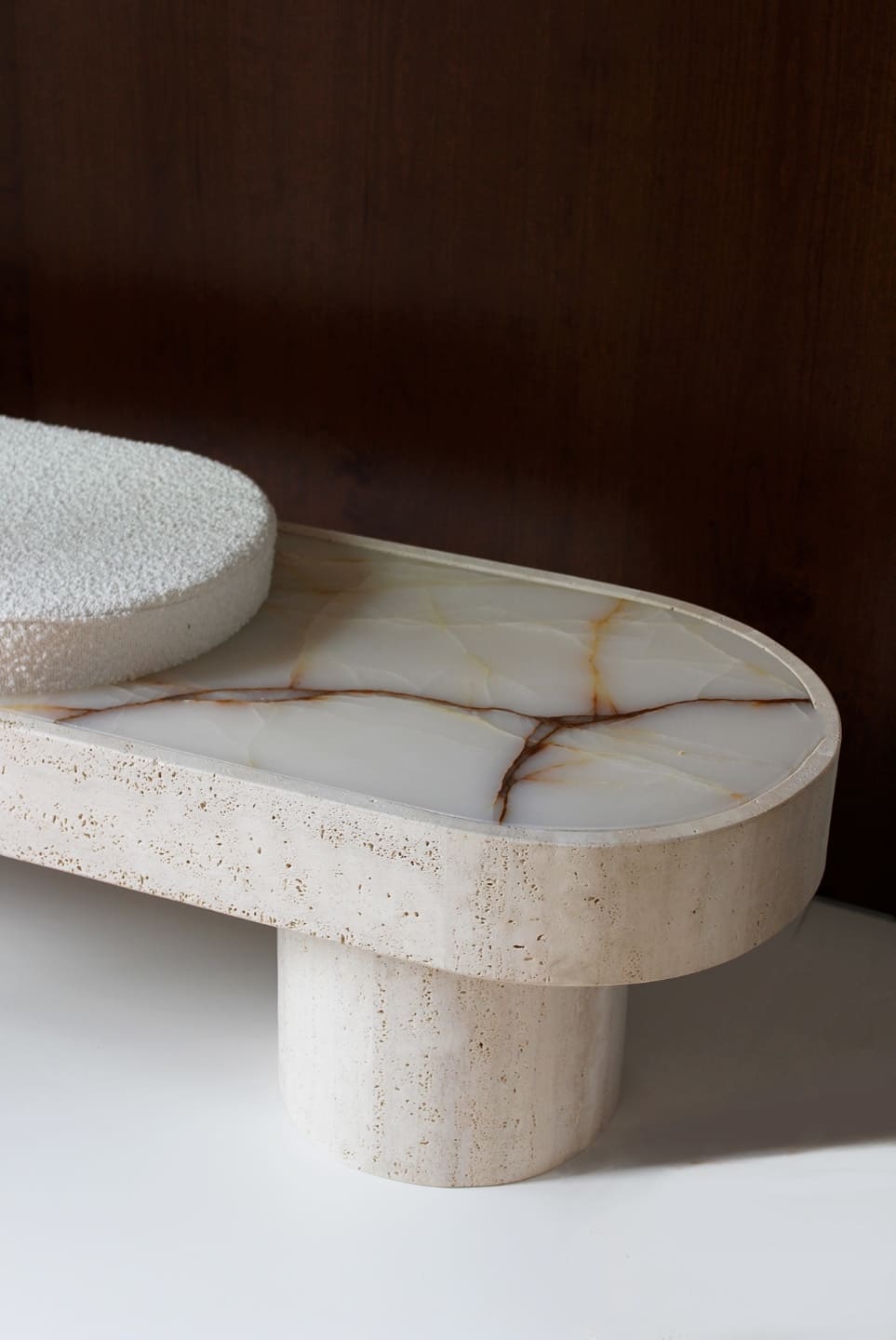 Bench NOTO TRAVERTINE & SHELL ONYX BENCH - BOUCLÉ MARBERA