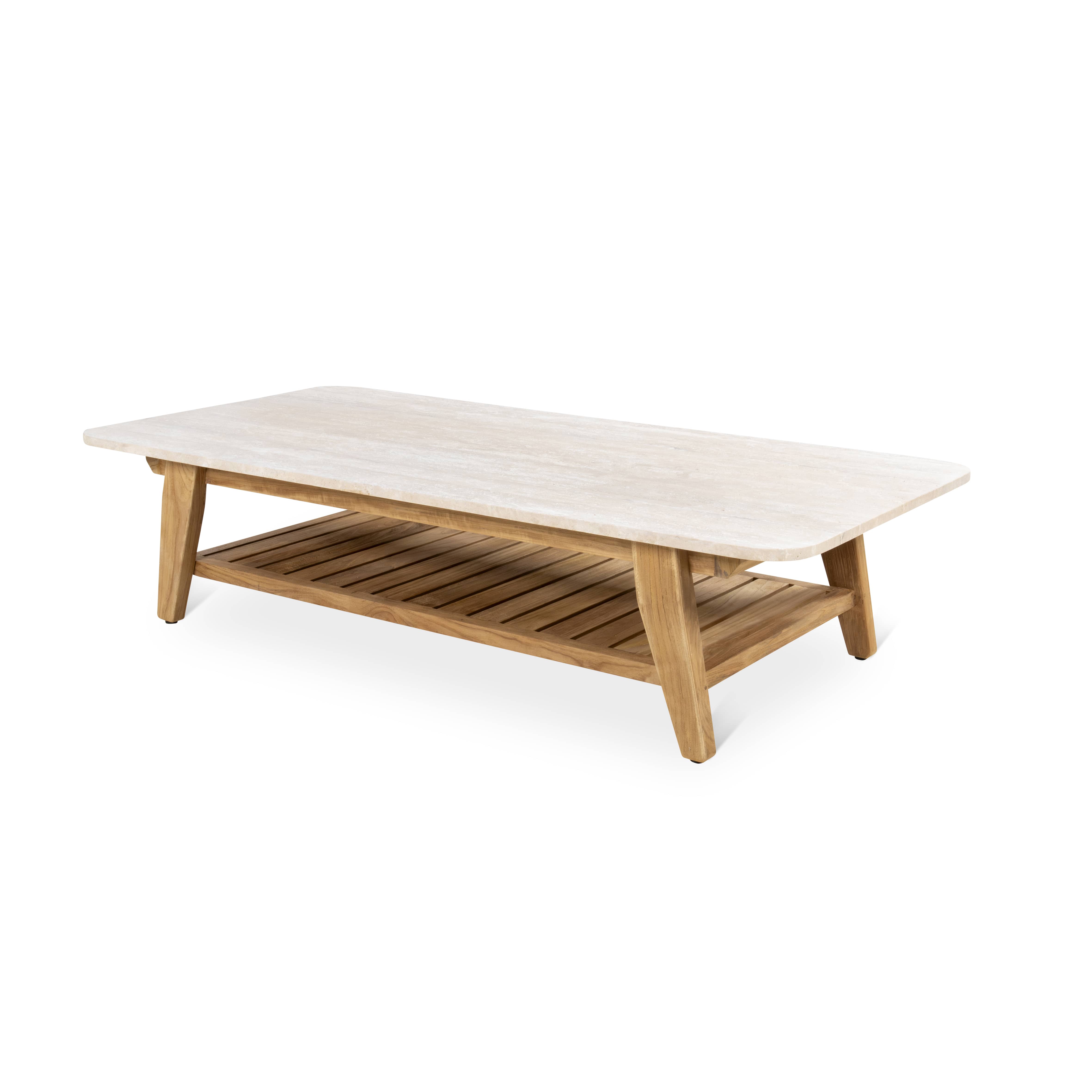 Betaco TARENTE LOUNGE TABLE | TRAVERTINE TOP Outdoor Lounge Table