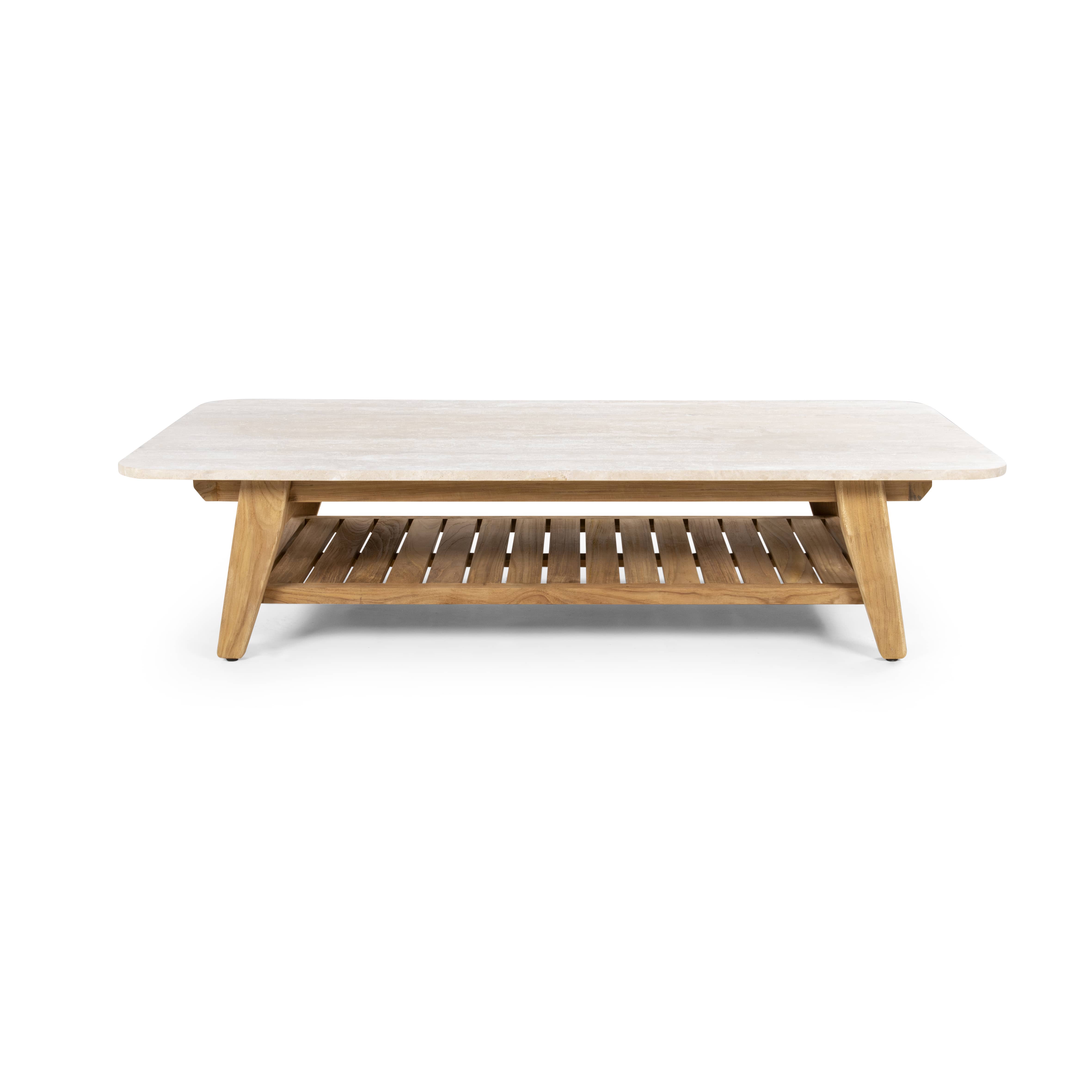 Betaco TARENTE LOUNGE TABLE | TRAVERTINE TOP Outdoor Lounge Table