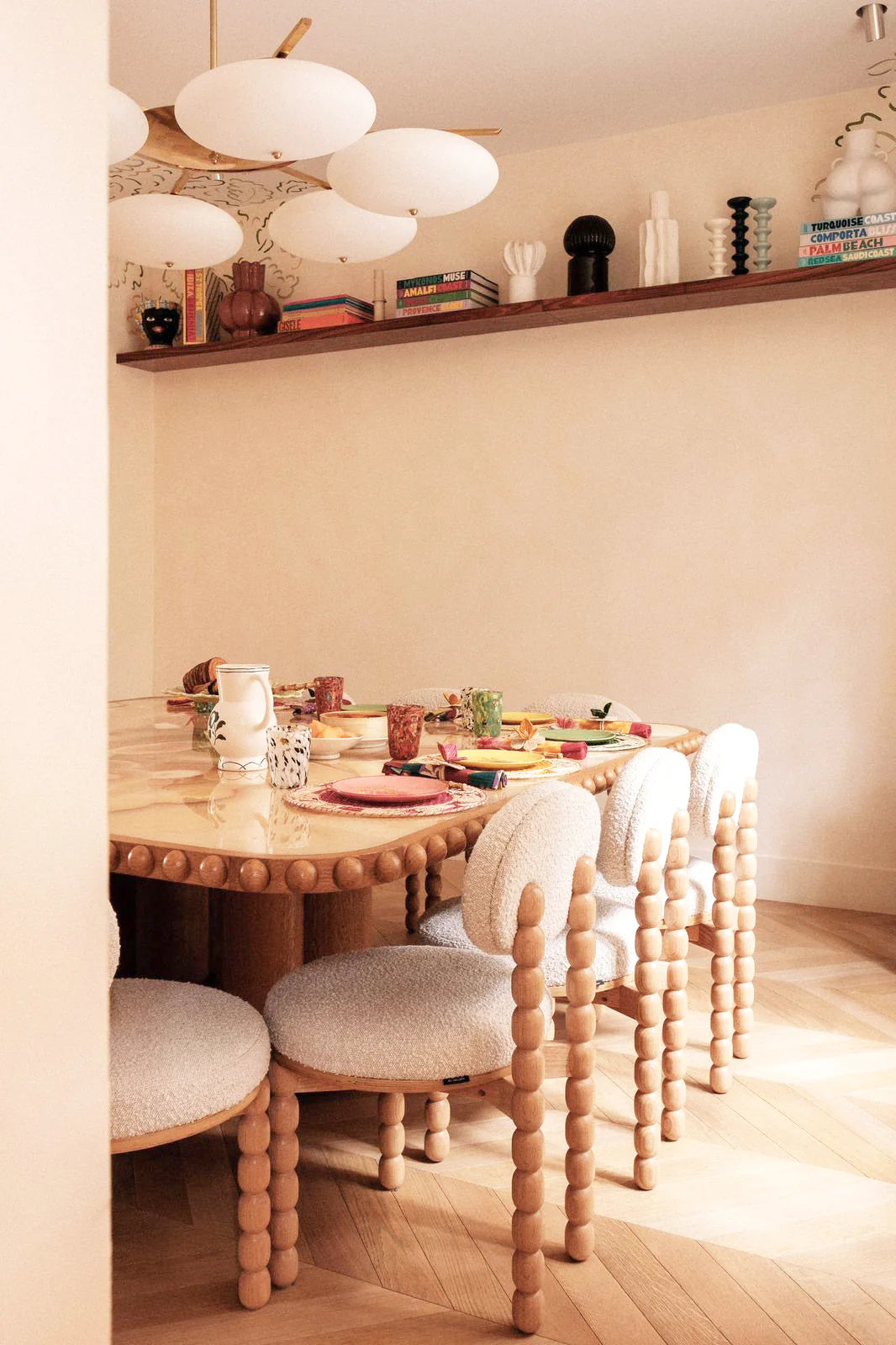 BISCUIT SIXTIES ONYX AND OAK DINING TABLE