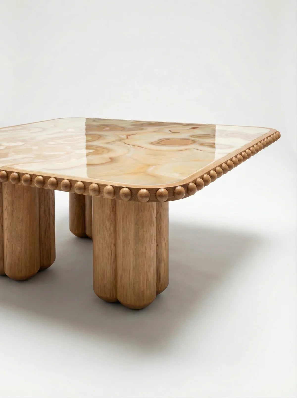 BISCUIT SIXTIES ONYX AND OAK DINING TABLE