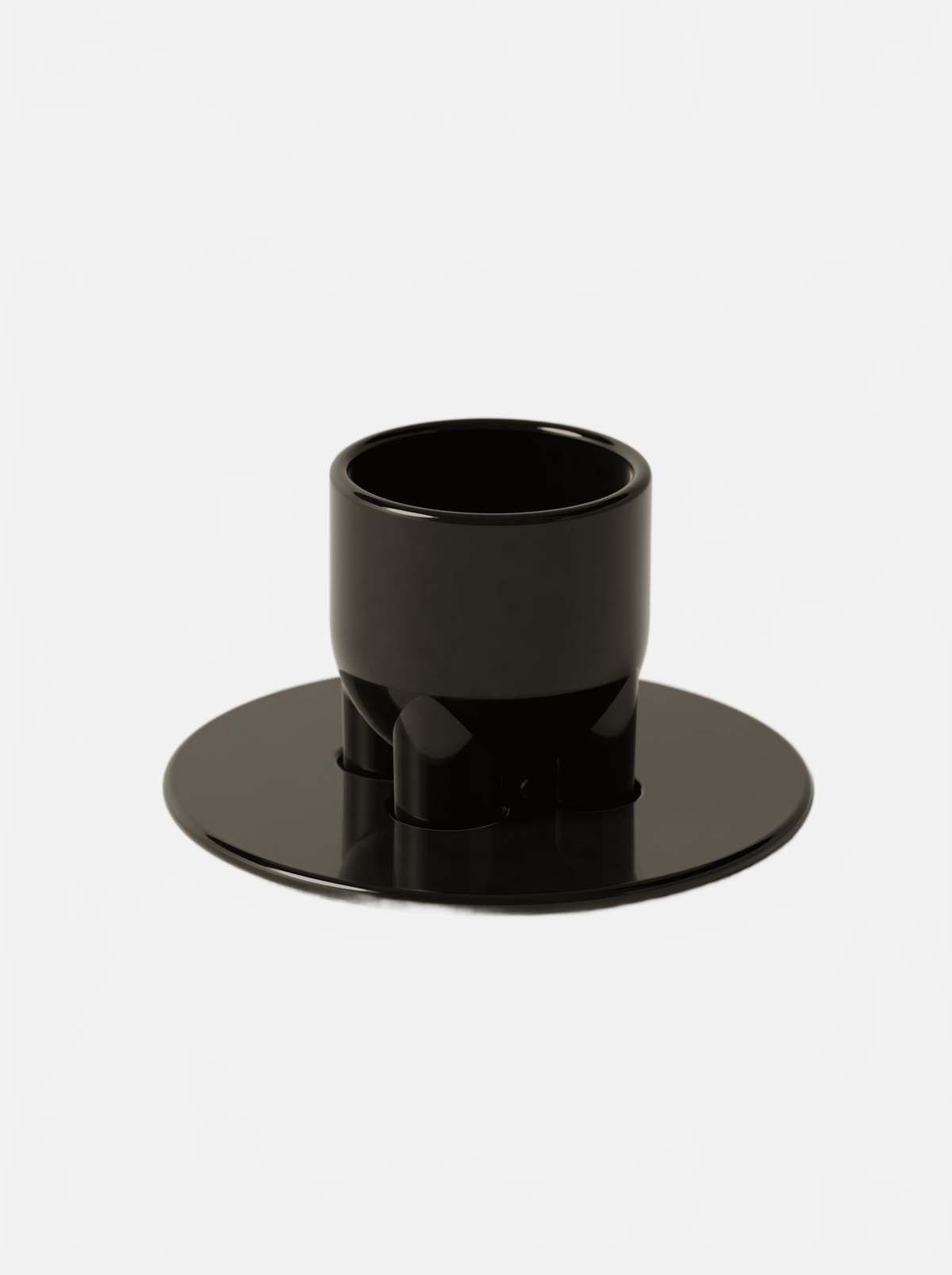 BURGIO BLACK UUUUCCIO GLOSSY – SCULPTURAL CERAMIC CAPPUCCINO CUP & SAUCER Cappuccino Cup & Saucer