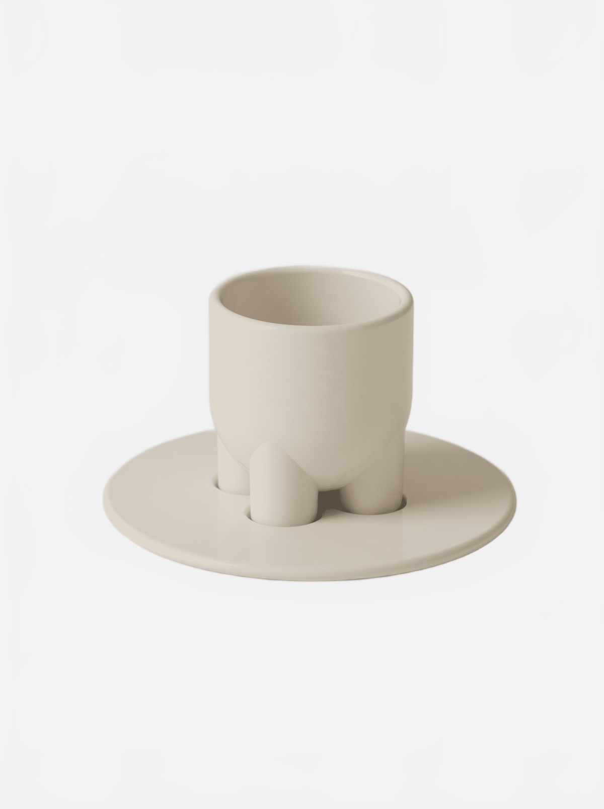 BURGIO BONE UUUUCCIO GLOSSY – SCULPTURAL CERAMIC CAPPUCCINO CUP & SAUCER Cappuccino Cup & Saucer