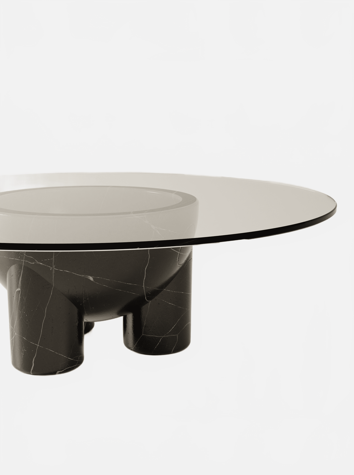 BURGIO NERO MARQUINA MARBLE TAAABLE — REVERSIBLE SCULPTURAL MARBLE COFFEE TABLE Coffee Table