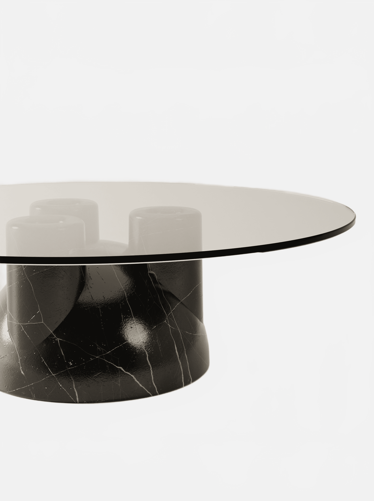 BURGIO NERO MARQUINA MARBLE TAAABLE — REVERSIBLE SCULPTURAL MARBLE COFFEE TABLE Coffee Table