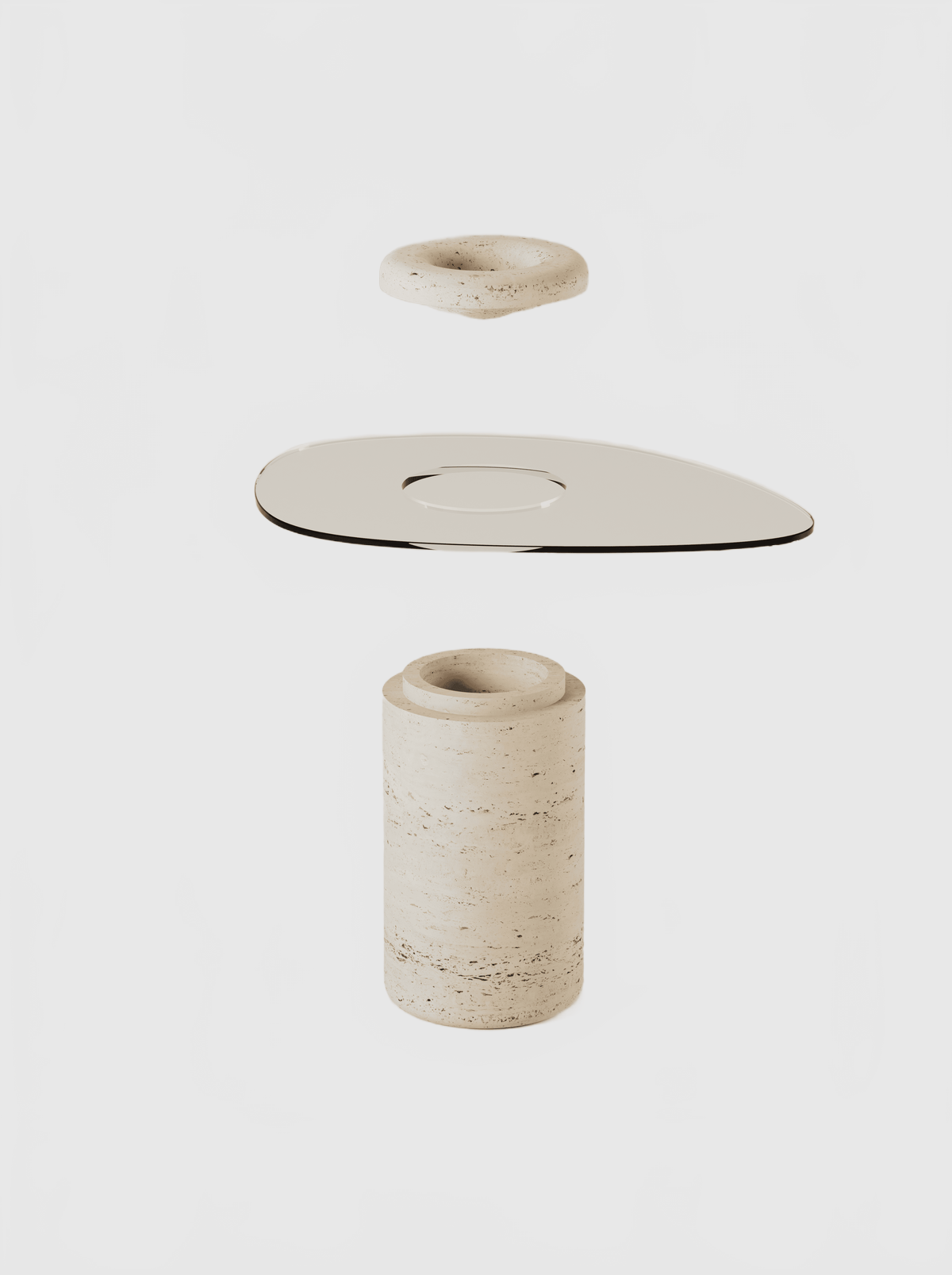 BURGIO UUFO SIDE TABLE — SCULPTURAL TRAVERTINE SIDE TABLE Side Table