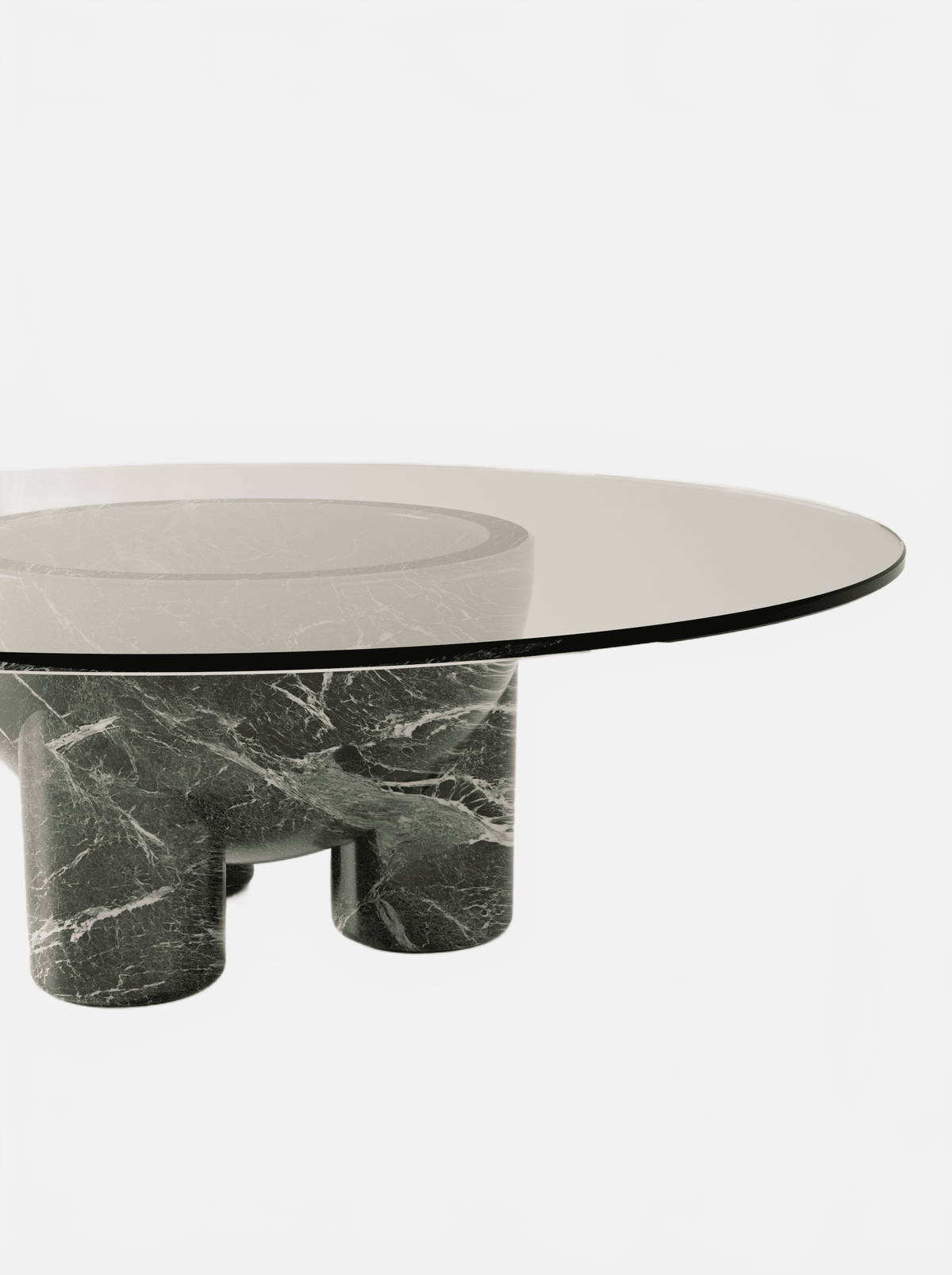 BURGIO VERDE ALPI MARBLE TAAABLE — REVERSIBLE SCULPTURAL MARBLE COFFEE TABLE Coffee Table