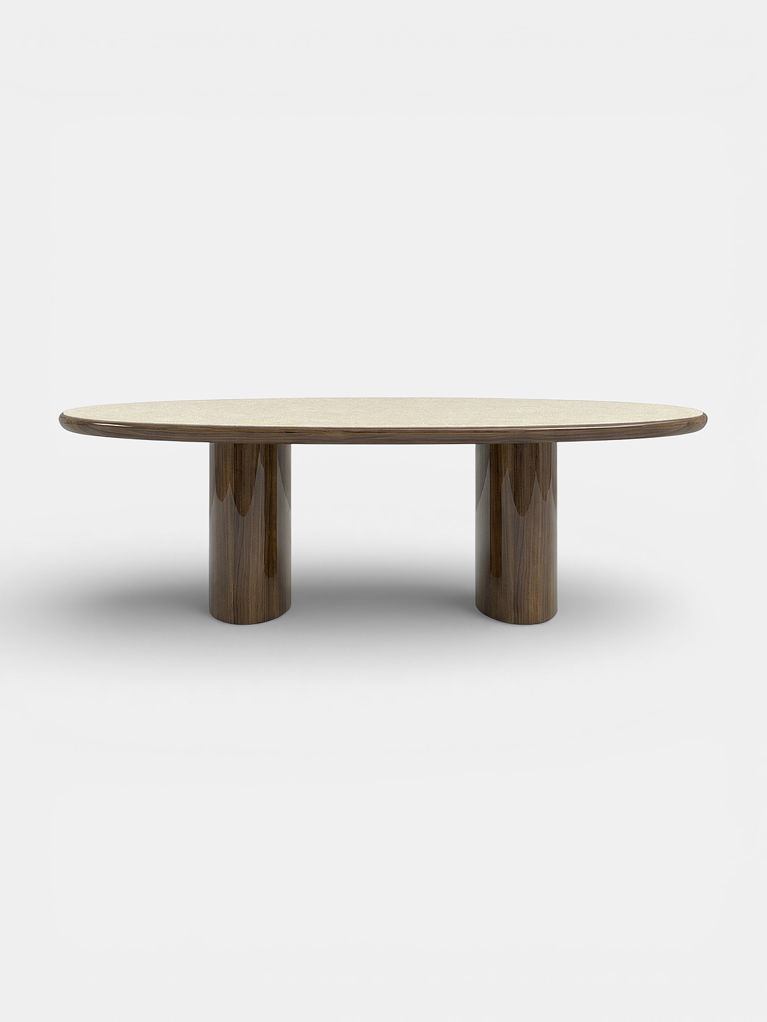 Carla Wood and Travertine Dining Table 86in