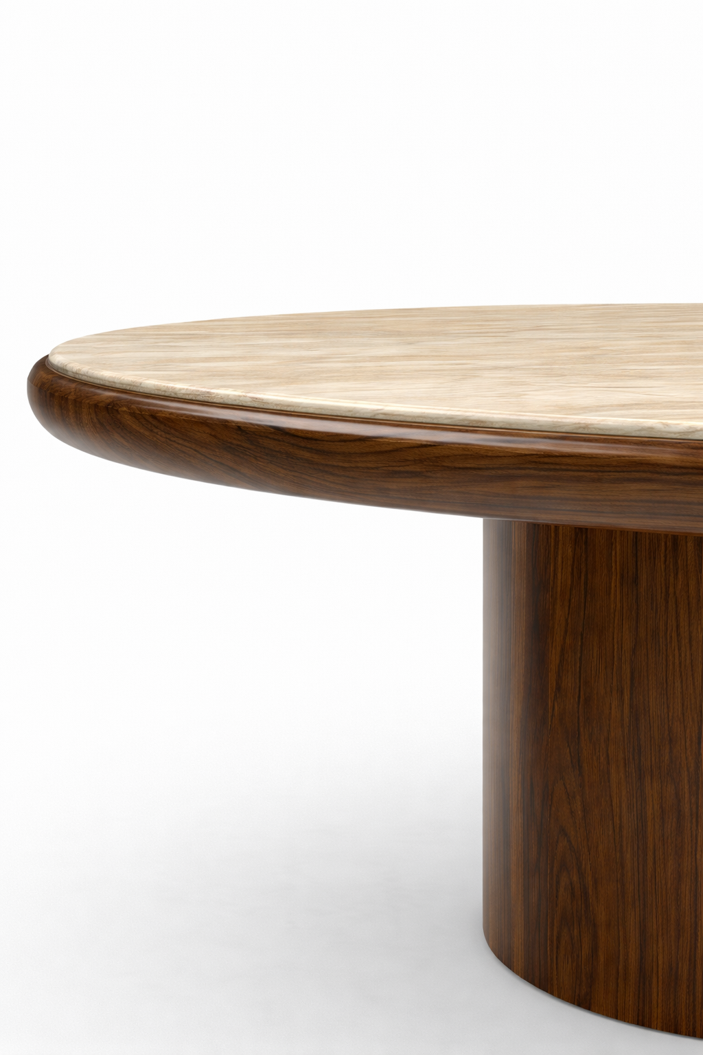 Carla Wood and Travertine Dining Table 86in