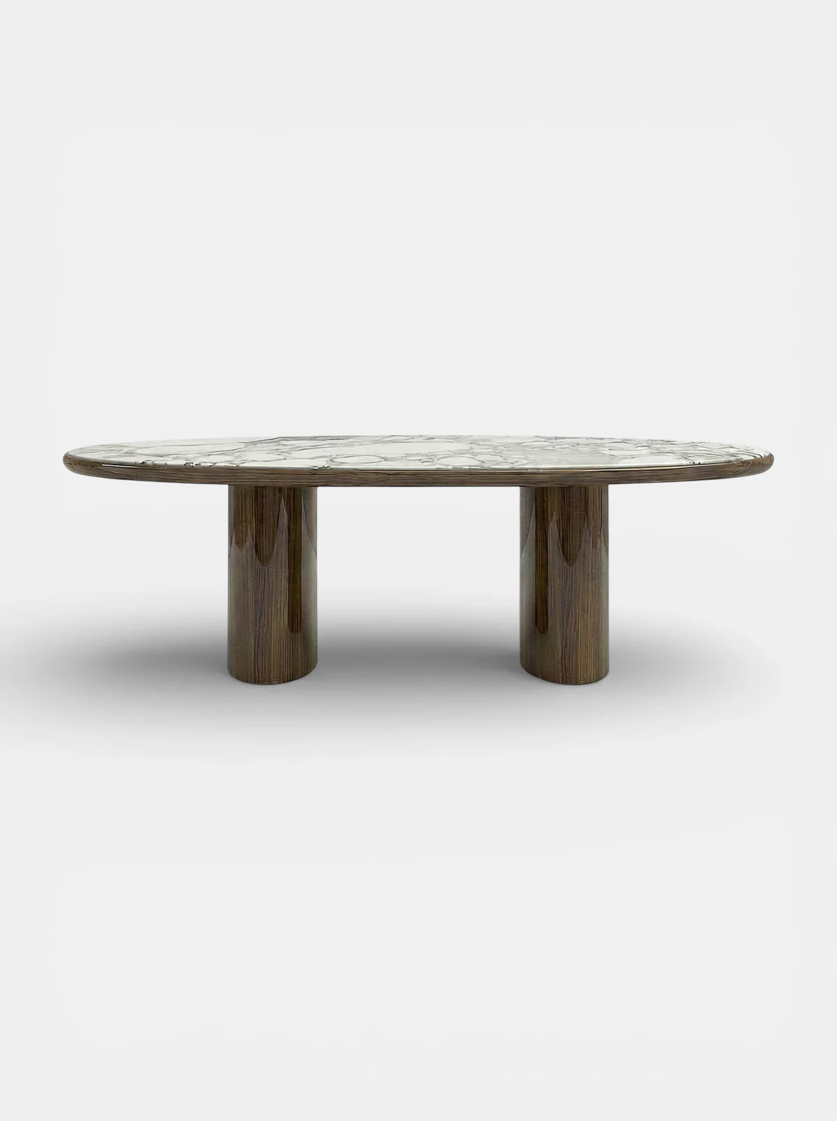 CARLA WOOD & ARABESCATO MARBLE DINING TABLE