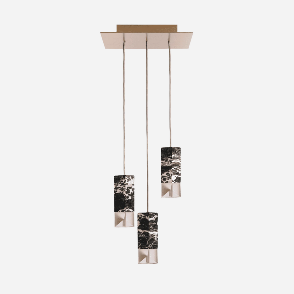 Chandelier Black Marble LAMP/ ONE TRIO-LIGHT CHANDELIER FORMAMINIMA