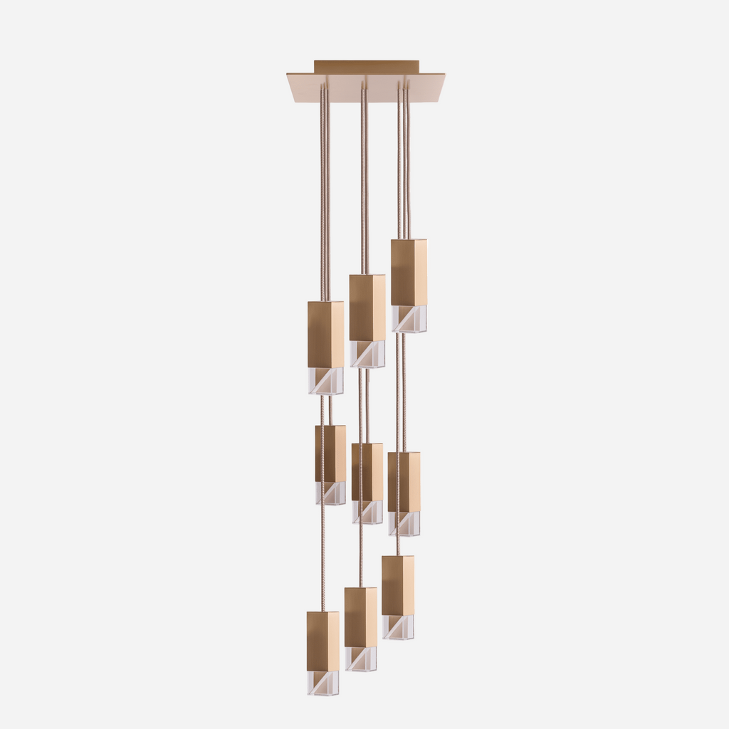 Chandelier Brass - Satin w/ Golden Matt Finish LAMP/ ONE 9-LIGHT CHANDELIER FORMAMINIMA
