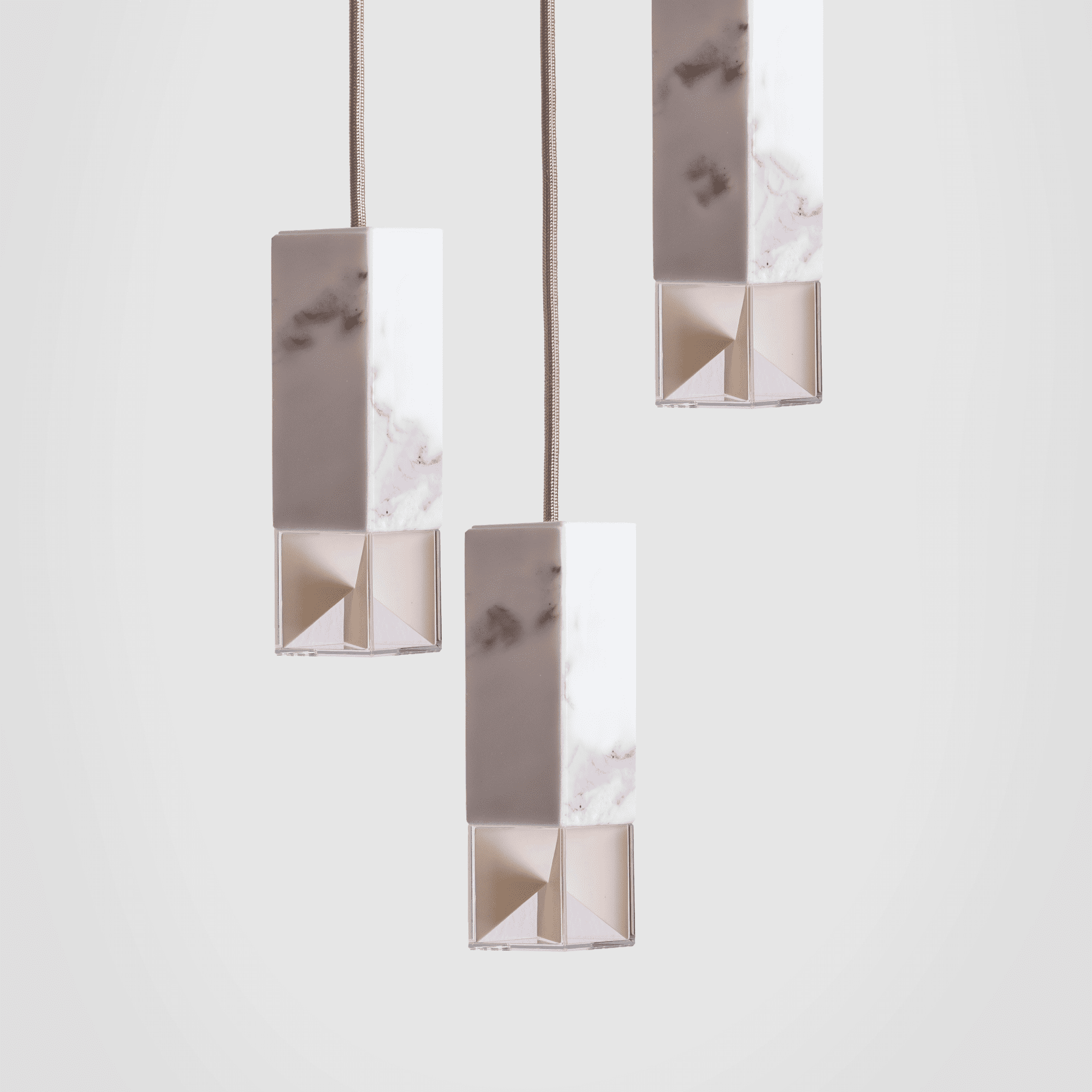 Chandelier White Calacatta Marble LAMP/ ONE TRIO-LIGHT CHANDELIER FORMAMINIMA
