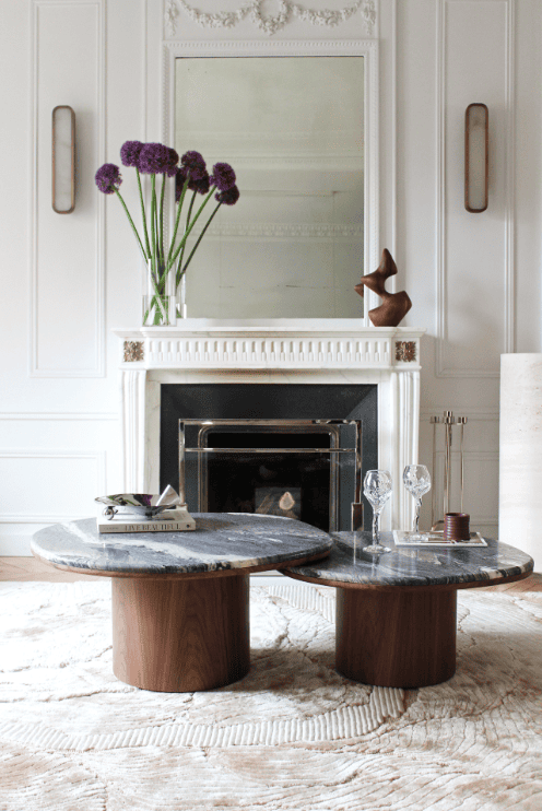 Coffee Table ALEXIS DUO TABLES CIPOLINO MARBLE & WOOD MARBERA