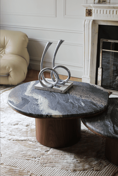 Coffee Table ALEXIS DUO TABLES CIPOLINO MARBLE & WOOD MARBERA