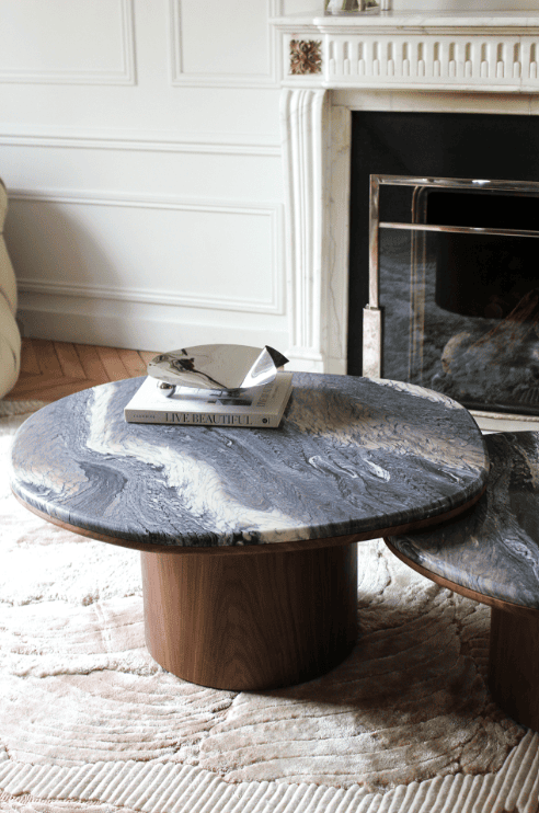 Coffee Table ALEXIS DUO TABLES CIPOLINO MARBLE & WOOD MARBERA