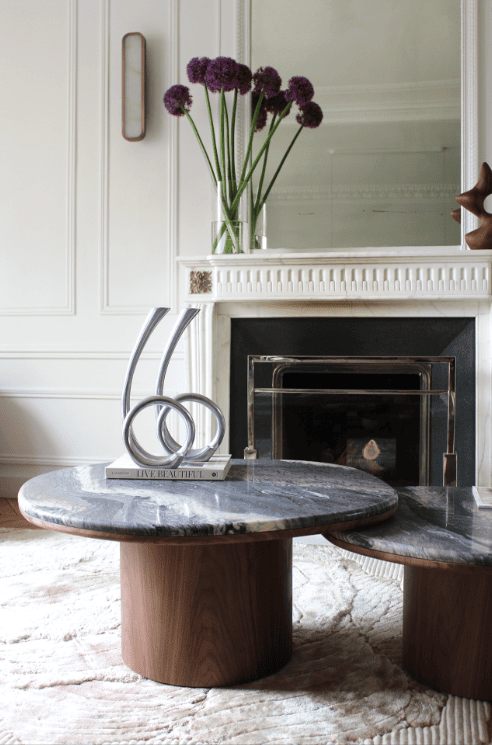 Coffee Table ALEXIS DUO TABLES CIPOLINO MARBLE & WOOD MARBERA