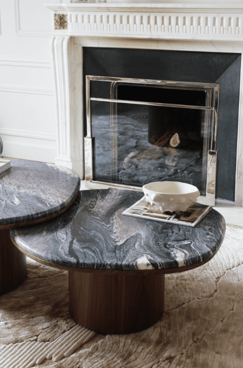 Coffee Table ALEXIS DUO TABLES CIPOLINO MARBLE & WOOD MARBERA