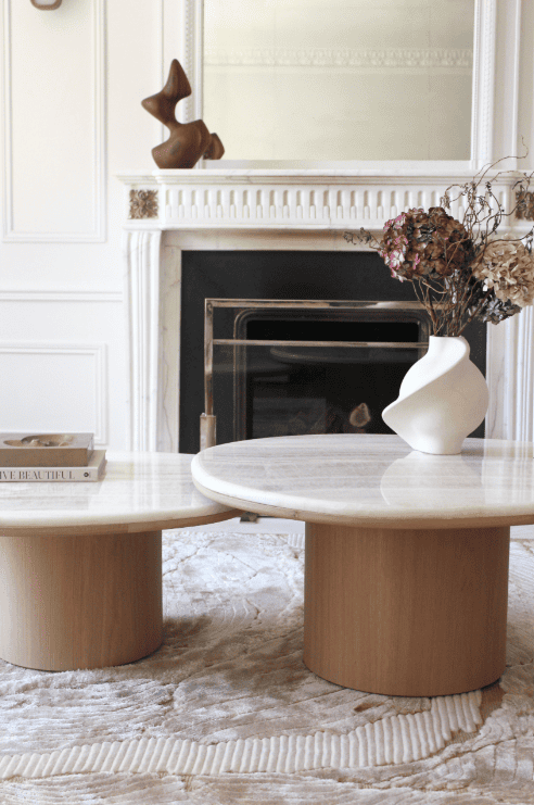 Coffee Table ALEXIS DUO TABLES IVORY ONYX & OAK MARBERA