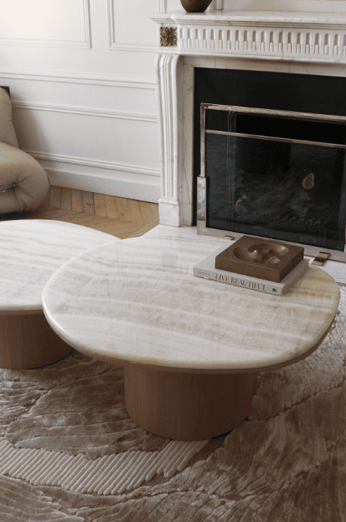 Coffee Table ALEXIS DUO TABLES IVORY ONYX & OAK MARBERA