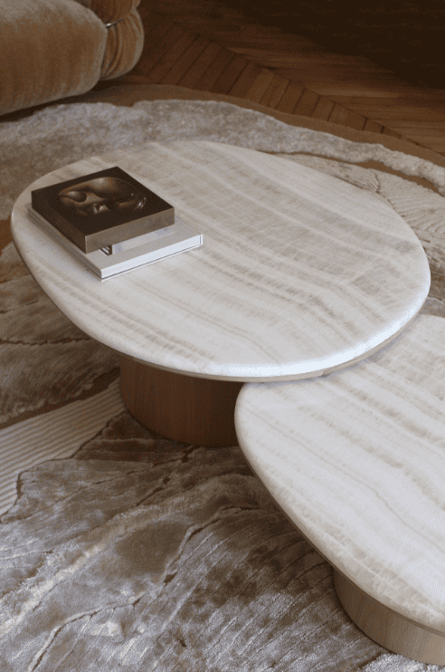 Coffee Table ALEXIS DUO TABLES IVORY ONYX & OAK MARBERA