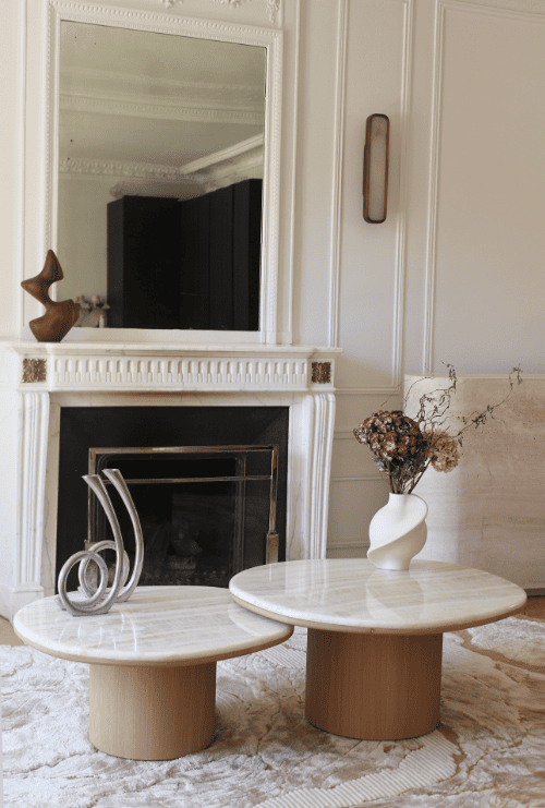 Coffee Table ALEXIS DUO TABLES IVORY ONYX & OAK MARBERA