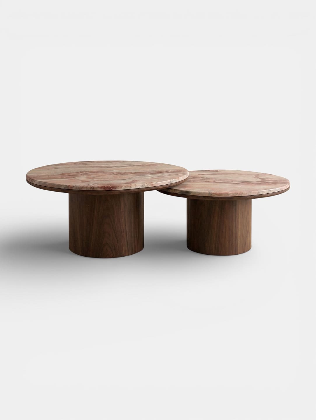 Coffee Table ALEXIS DUO WOOD & ORIBICO ROSSO MARBLE MARBERA