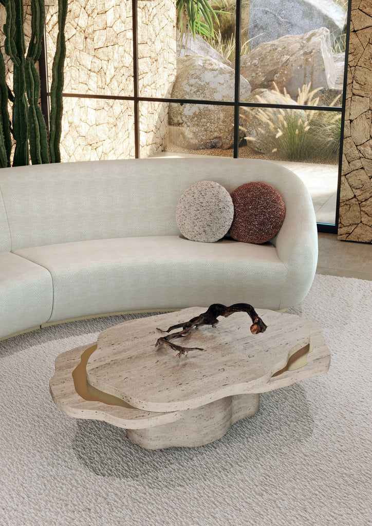 Coffee Table ARIZONA ROMAN TRAVERTINE STONE COFFEE TABLE INSIDHERLAND