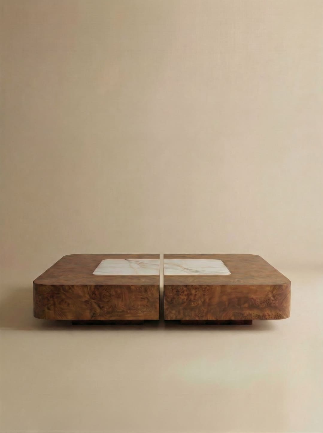 Coffee Table BACI BURL WOOD & SHELL ONYX MARBERA