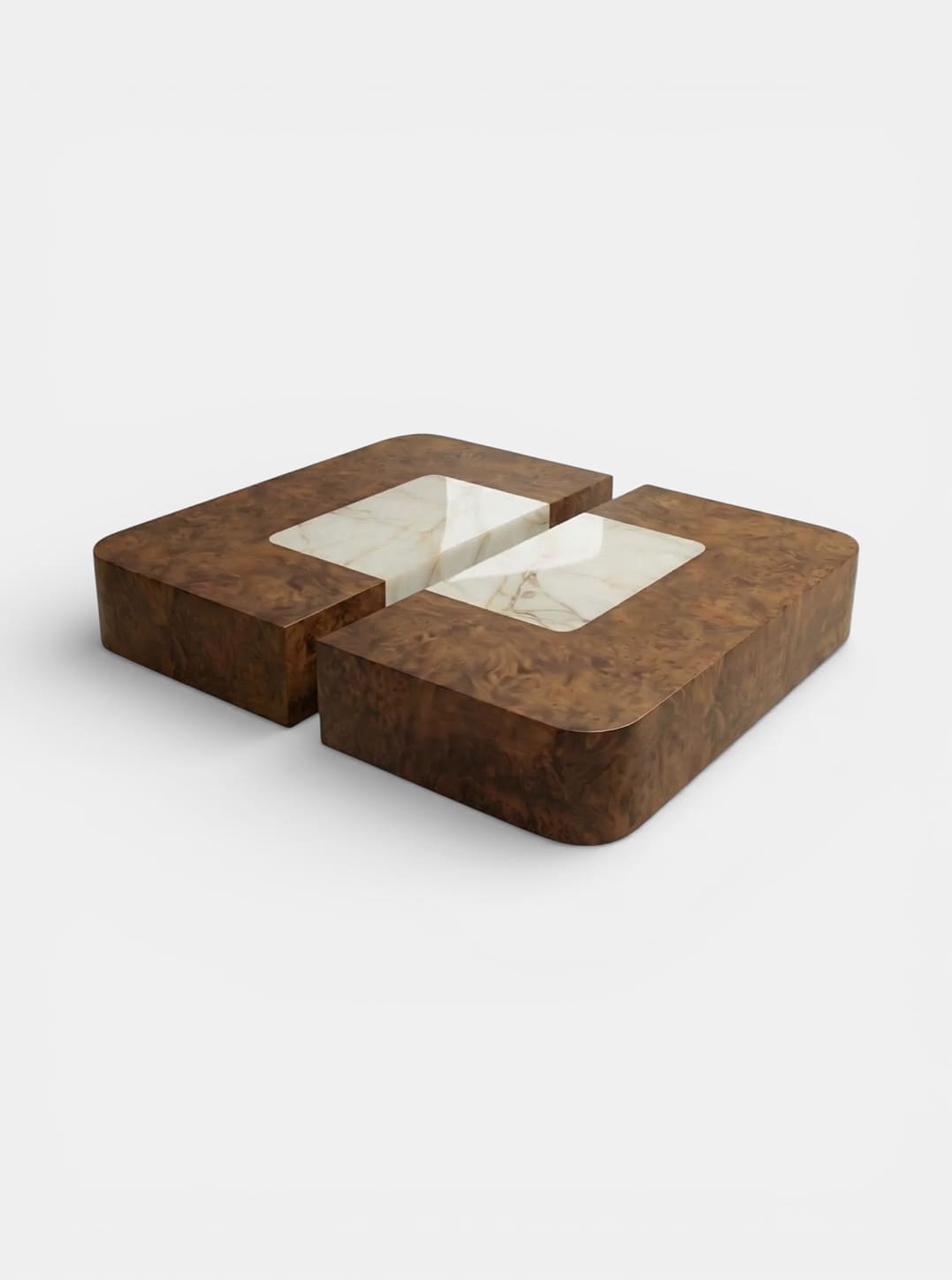 Coffee Table BACI BURL WOOD & SHELL ONYX MARBERA