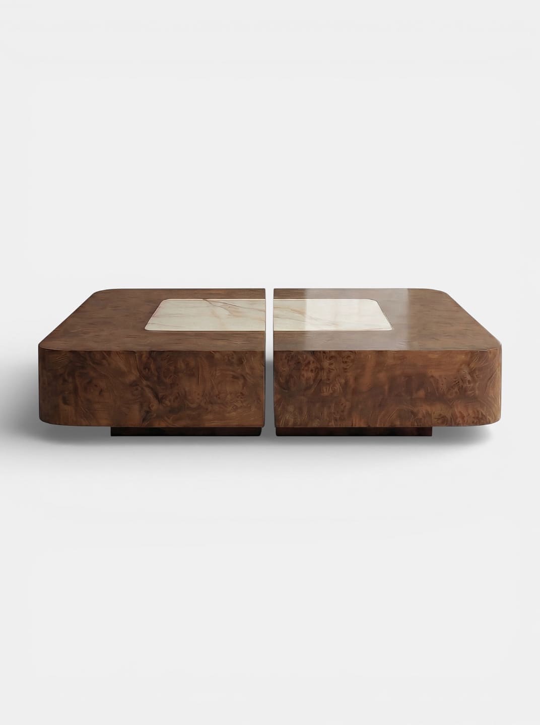 Tableuv Shell Baci Burl Wood & Shell Onyx Coffee Table | Modular Two-Part Table ...