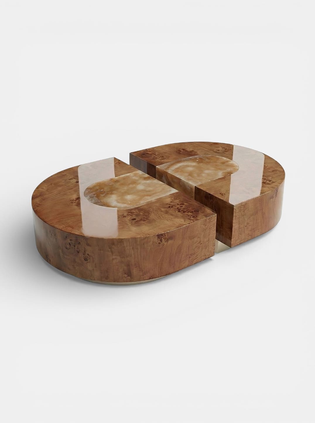 Coffee Table BACI CAPSULE BURL WOOD & HONEY ONYX MARBERA