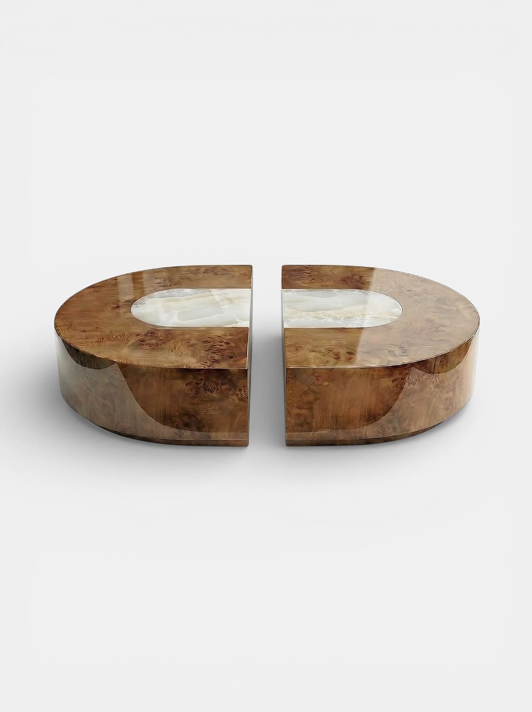 Coffee Table BACI CAPSULE BURL WOOD & WHITE ONYX MARBERA