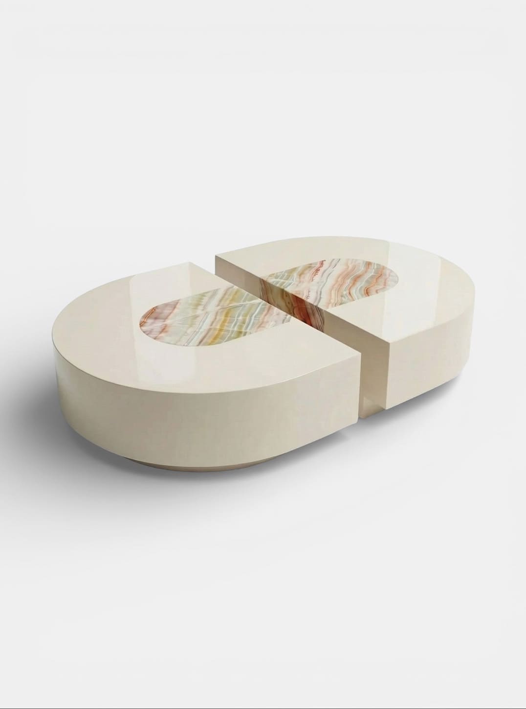 Coffee Table BACI CAPSULE OFF-WHITE & RAINBOW ONYX MARBERA