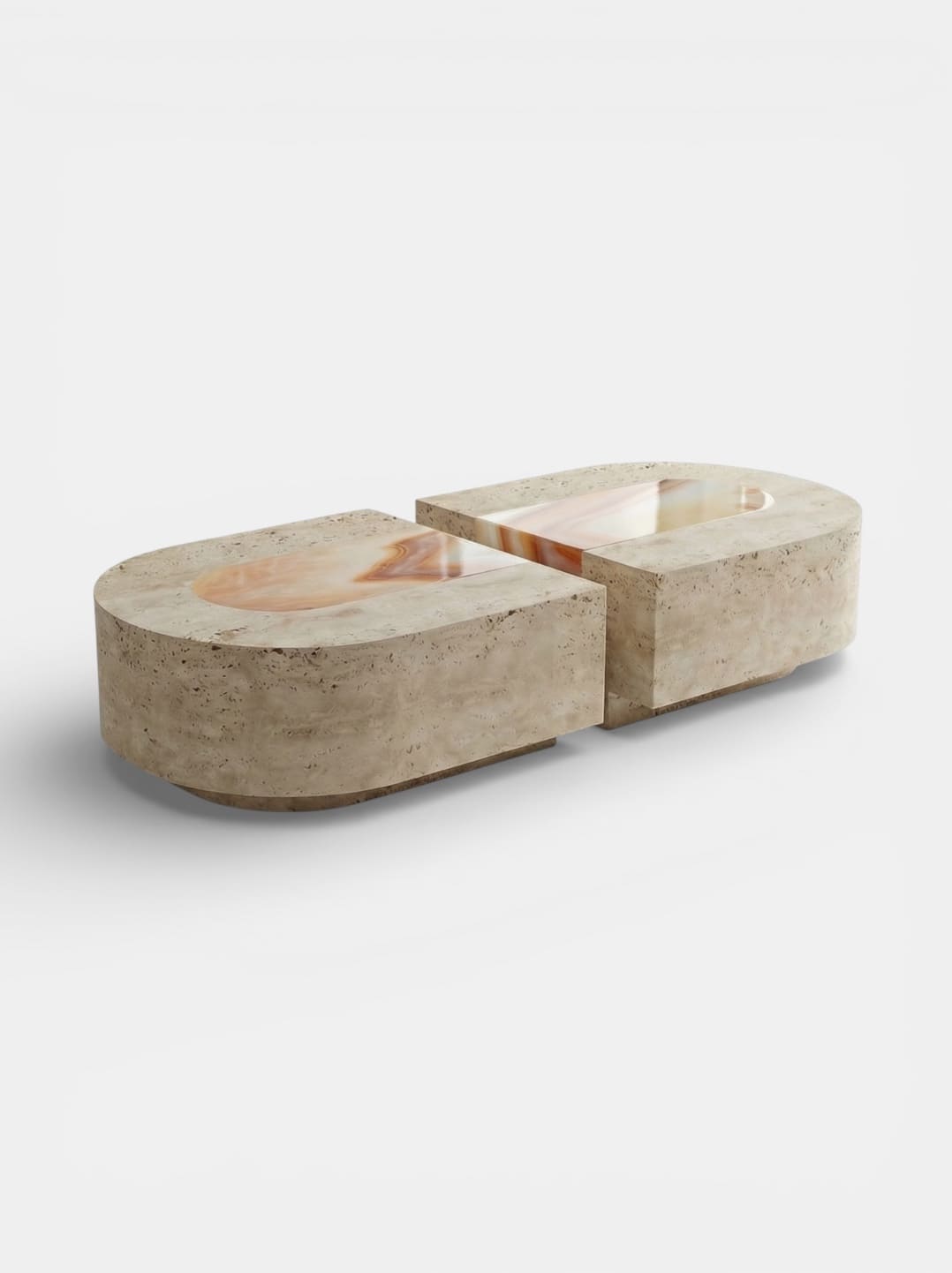 Coffee Table BACI CAPSULE TRAVERTINE & SIXTIES ONYX MARBERA