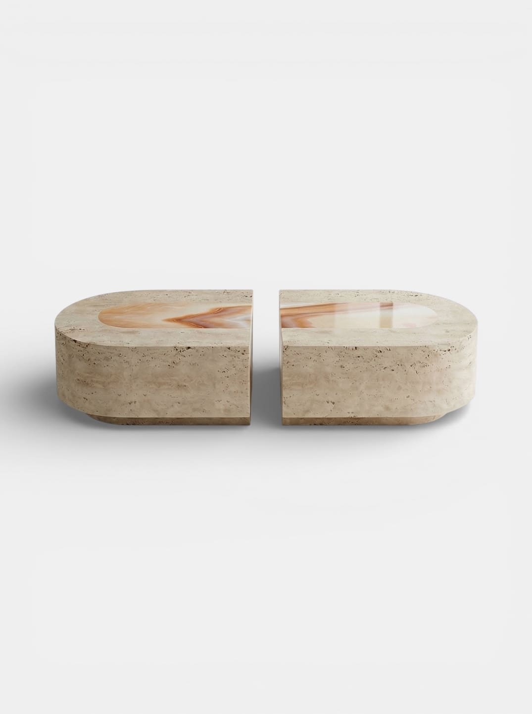 Coffee Table BACI CAPSULE TRAVERTINE & SIXTIES ONYX MARBERA