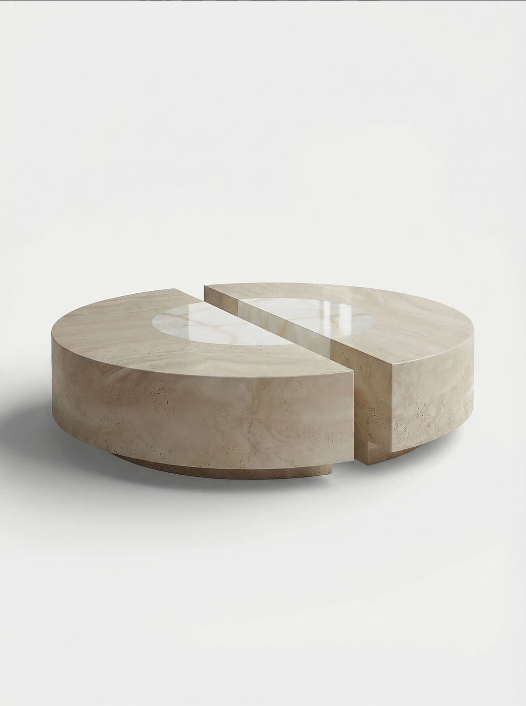 Roaks Shell Table Baci Round Travertine & Shell Onyx Coffee Table | Modular Stone Table ...