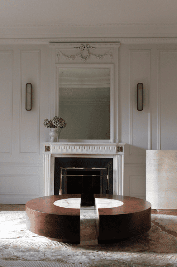 Coffee Table BACI ROUND WOOD & SHELL ONYX TABLE MARBERA