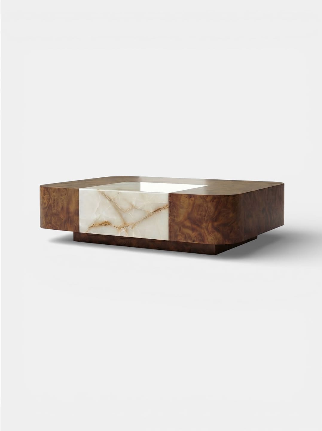 Coffee Table BACI SOLO BURL WOOD & SHELL ONYX MARBERA