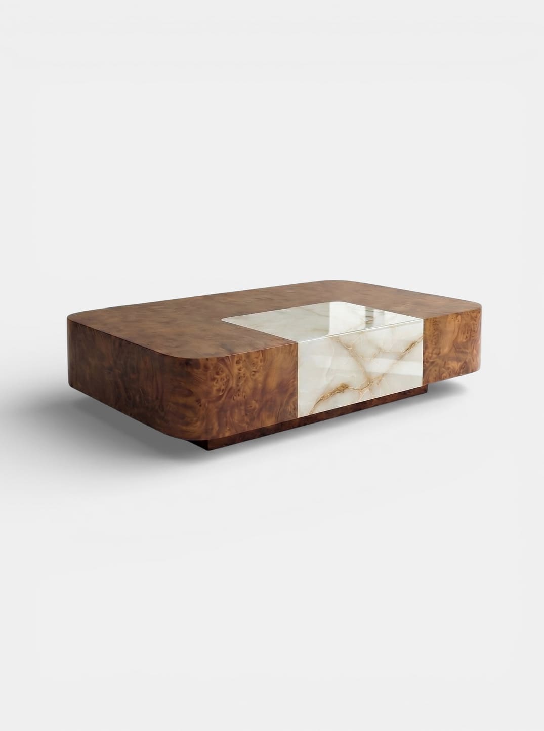 Coffee Table BACI SOLO BURL WOOD & SHELL ONYX MARBERA