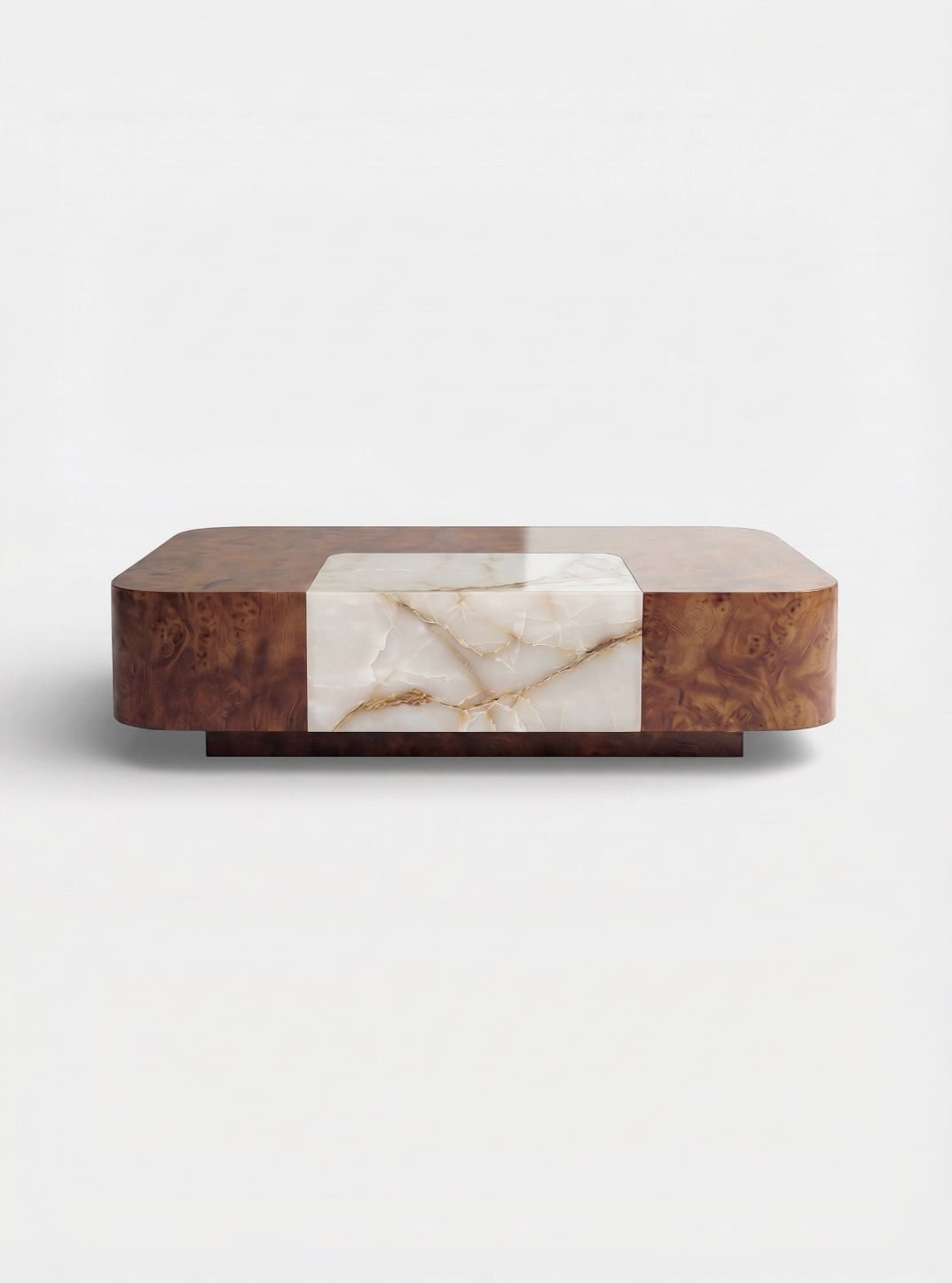 Coffee Table BACI SOLO BURL WOOD & SHELL ONYX MARBERA
