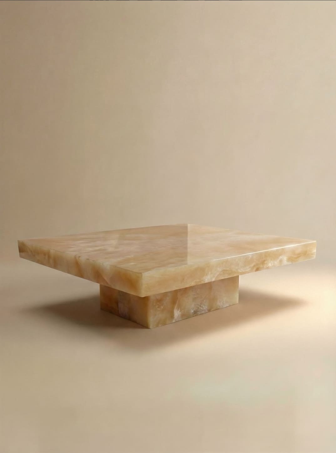 Cara Honey Onyx Coffee Table | Minimalist Rectangular Stone Table ...